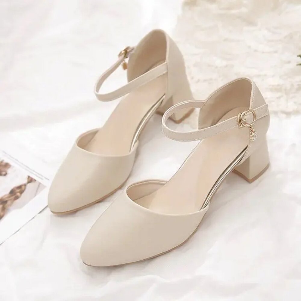 Women's pointed toe mid-heeled shoes